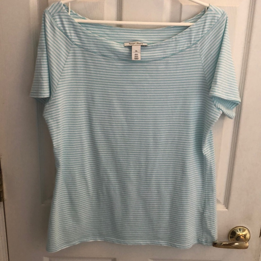White House Black Market Stripe Top Sz XL